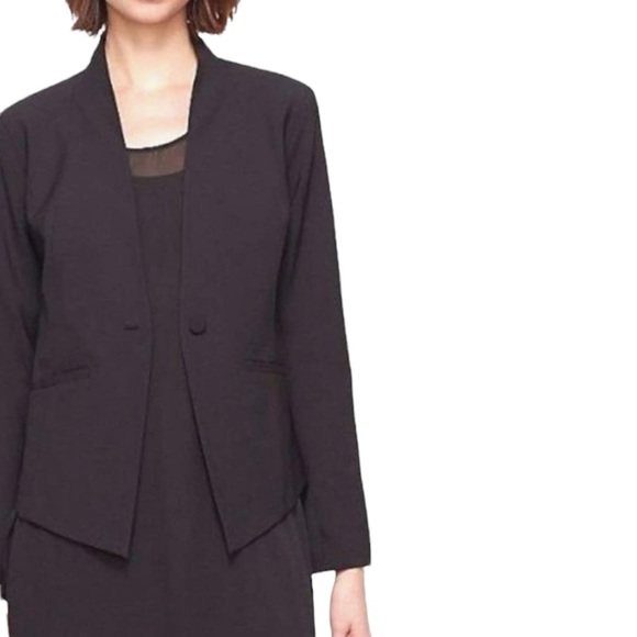 Eileen Fisher Black Wool Blend Stretch One Button Jacket sz 6 EUC - Picture 9 of 11